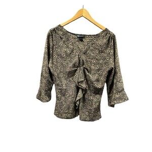 Momentum Womens Blouse Size 14 Floral Ruffles‎ Dressy Preppy Polyester Top